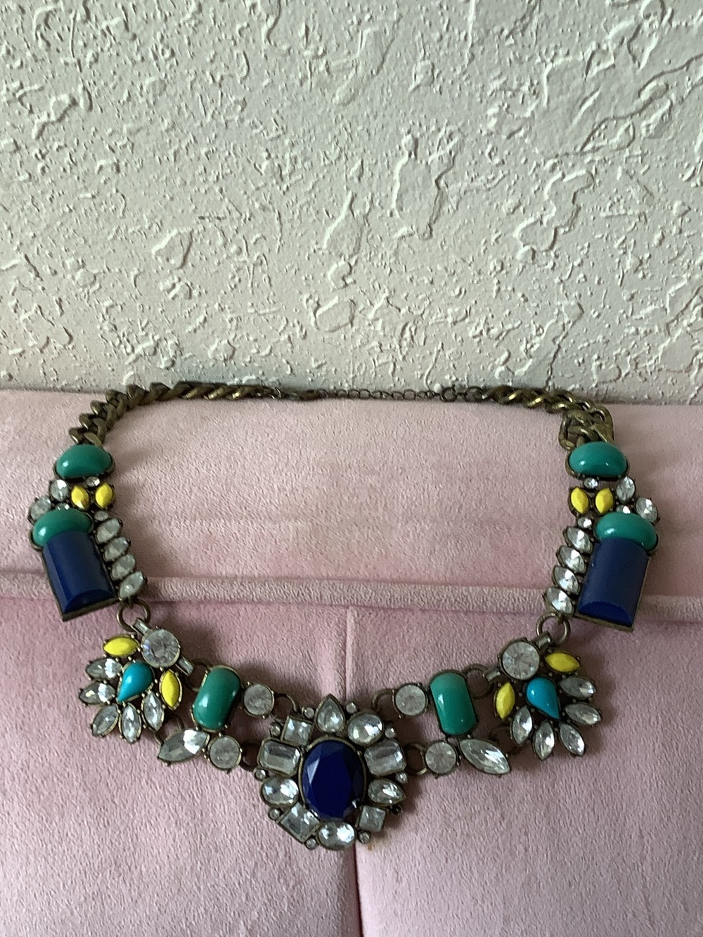 mark. Multicolor Crystal Statement Necklace - Turquoise, Navy & Yellow